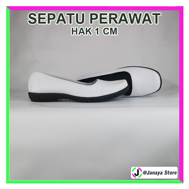 SEPATU PANTOFEL PUTIH PERAWAT BIDAN HAK 1 CM HAK 3 CM FLAT SHOES PUTIH