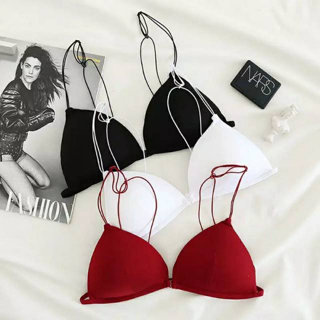 (Tanpa PO) Bra BH Kancing Depan Tanpa Kawat Hanya Busa Dan Tali Kecil