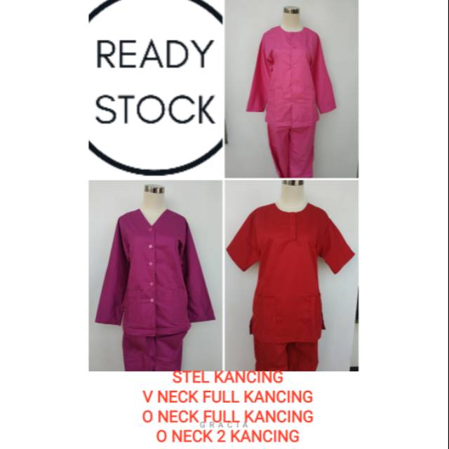 READY STOCK! GRACIA SCRUBSUITS - baju jaga/jaga malam/scrub dokter MURAH STEL MODEL KANCING