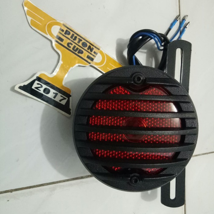 Lampu Stop Breket Plat Nomor Motor Custom Retro Cafe Racer / Stoplamp