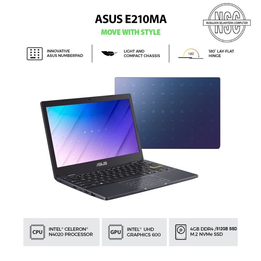 Jual Asus E210ma N4020 4gb 512gb Ssd Win10 Ohs 116 Shopee Indonesia 3789