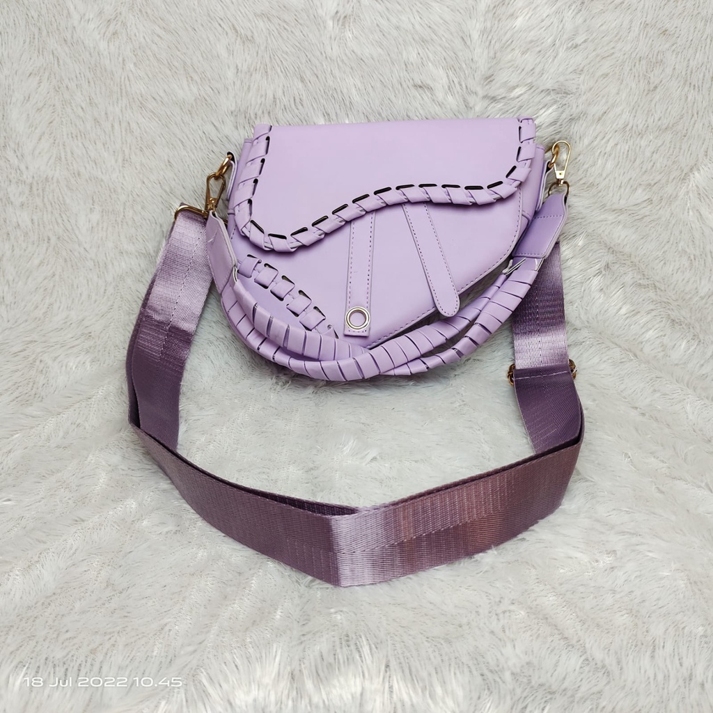 JK 959 1KG MUAT 3PCS TAS SELEMPANG FASHION SADDLE BAG IMPORT LILAC