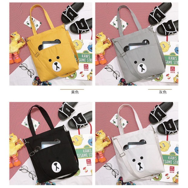 XIA03 Tas Wanita Tote Bag Korea Bear Face Resleting Murah Impor Brand New TKM