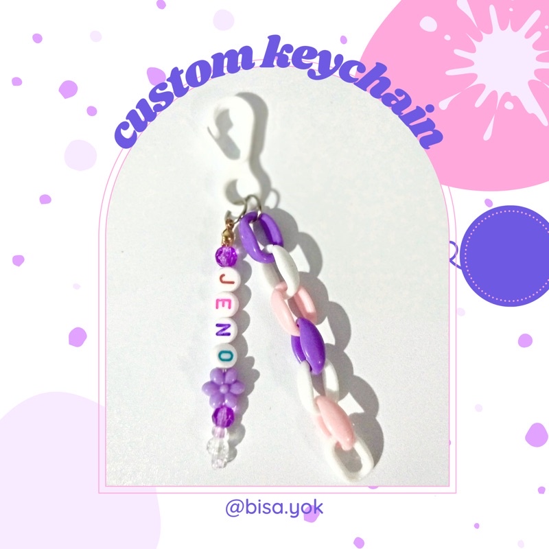 Keychain Beads Custom Nama KPOP Keyring Phonestrap