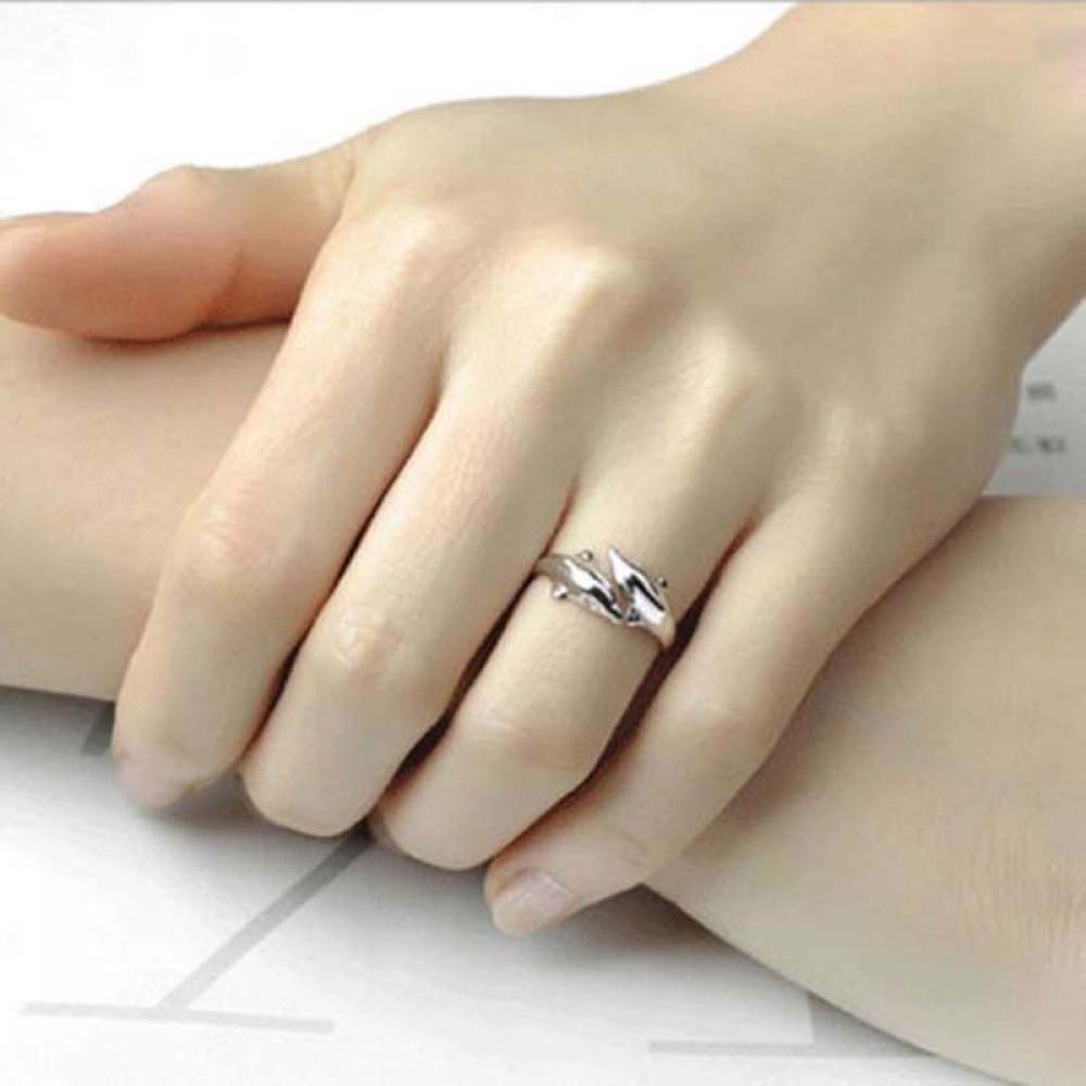 Solighter Dolphin Cincin Wanita Lucu Fashion Berlapis Perak