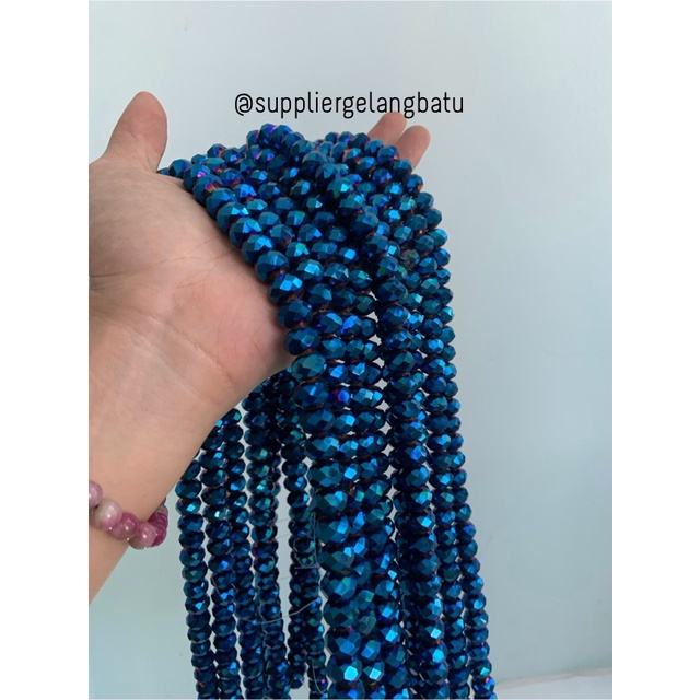 Crystal Ceko kilap 12mm biru metalik kerajinan blue metalic donat craf