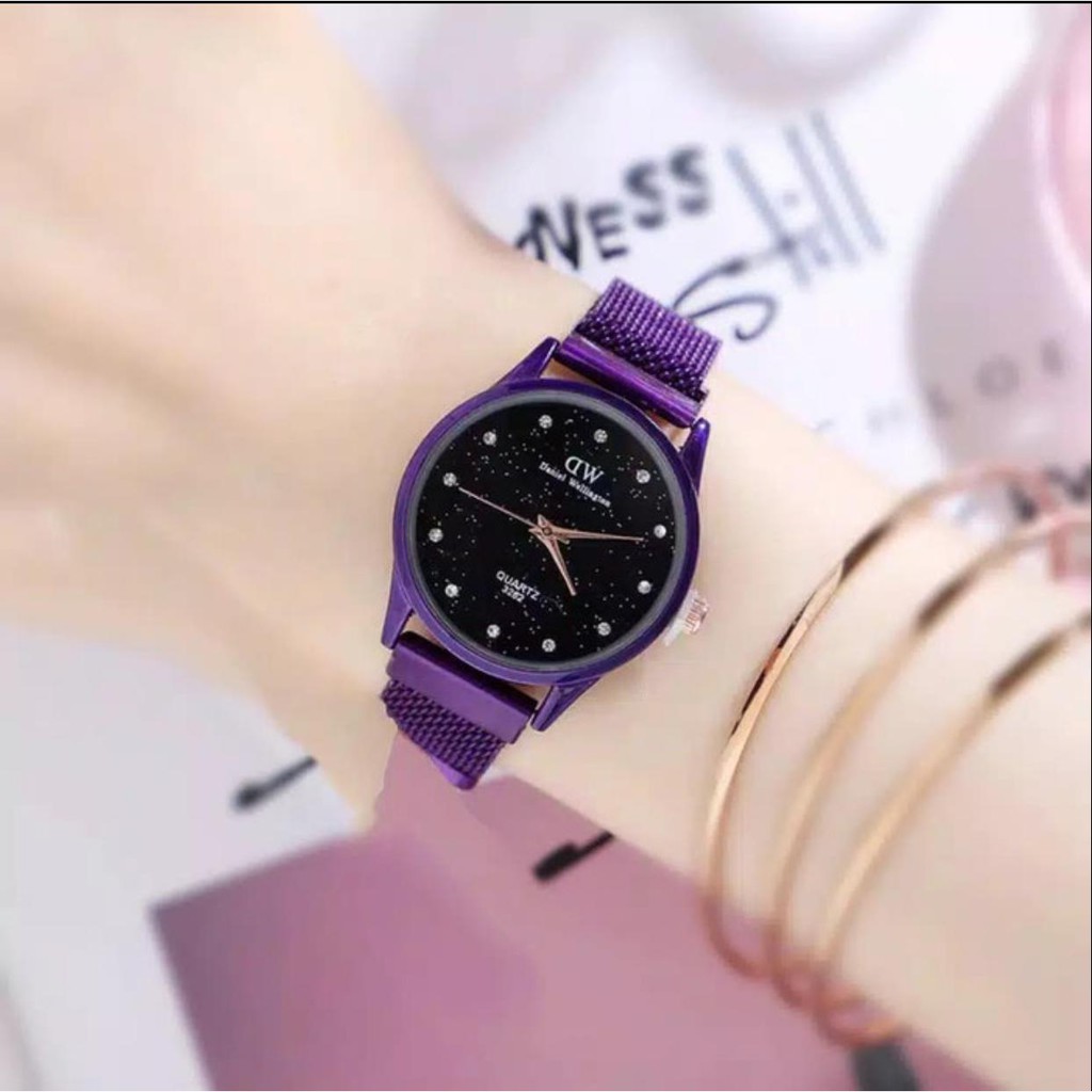 PA JAM TANGAN WANITA ANALOG RANTAI MAGNET DIAMOND MURAH GROSIR IMPORT FASHION MDL DD025