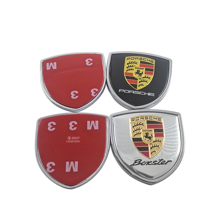 2pcs Stiker Emblem Logo PORSCHE Bahan Metal Untuk Dekorasi Mobil PORSCHE Sport