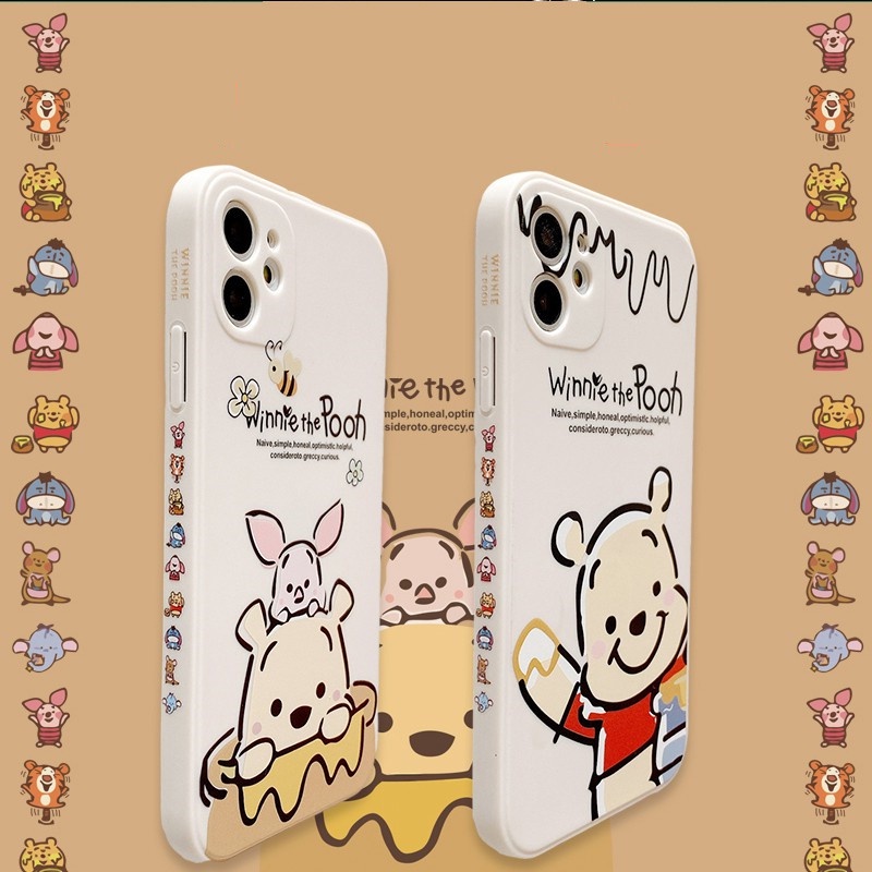 Side pattern case iphone 12 pro max 11 pro max Pooh soft shell iphone XR X/Xs max 7/8/SE2020 7plus/8plus lens protection Capa para iPhone