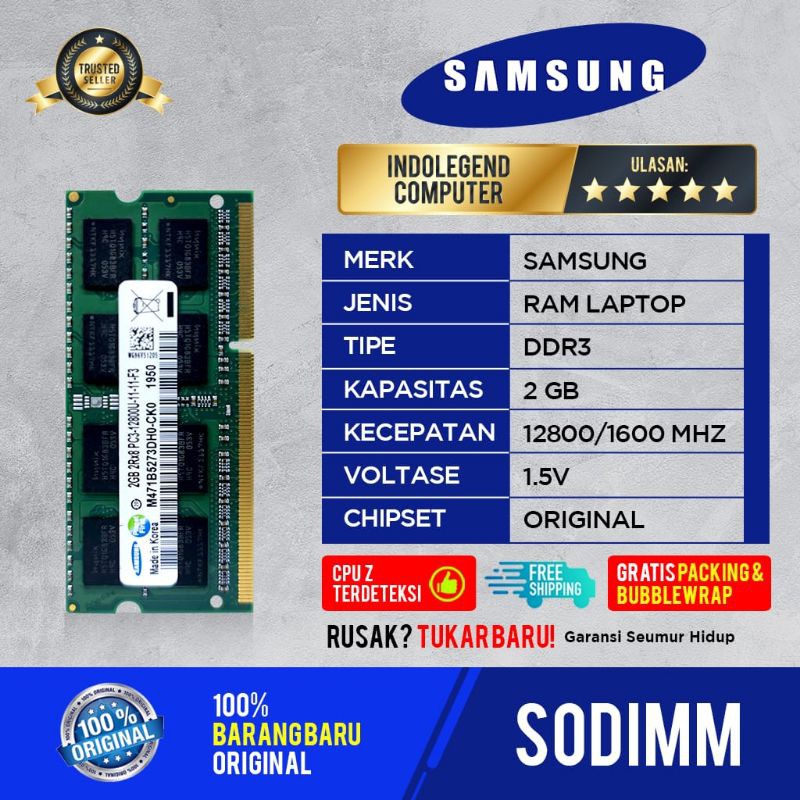 SAMSUNG SODIM DDR3 2GB PC12800 1600mhz