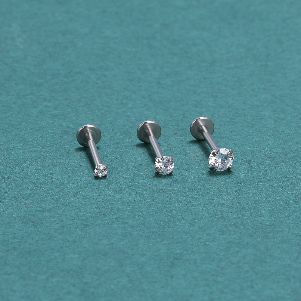 3pcs / Lot Anting Tindik Bibir / Tulang Rawan Telinga Bahan Stainless Steel 16g Hias Kristal