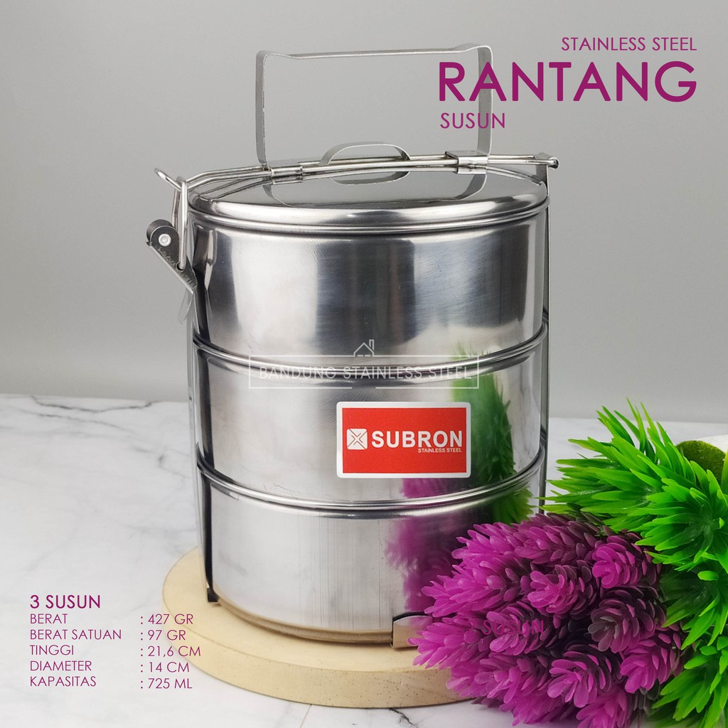 Rantang Stainless 2 susun 3 susun diameter 14cm tempat bekal makan lunch box murah