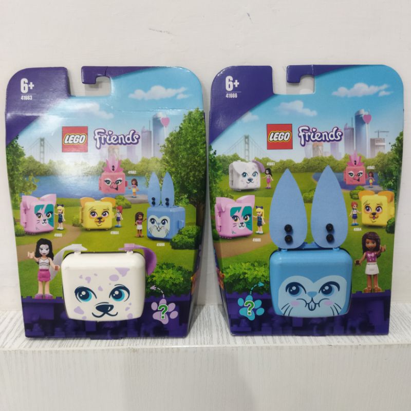 ori original lego friends 41666 41663 dalmation rabbit kelinci puppy dog anjing kalung mainan anak polly hadiah kado ultah ulang tahun cewek cew girl girls teman susun balok blok block brick bricks blocks toy toys putih biru blue white