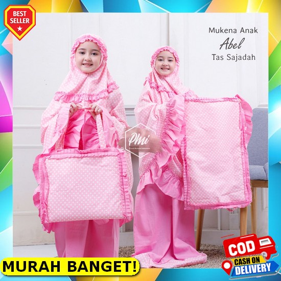 Mukena Anak Cewek Renda Branded Ori Mewah Karakter Katun Polos J2K9 Set Sejadah 2 - 12 Tahun Cantik 