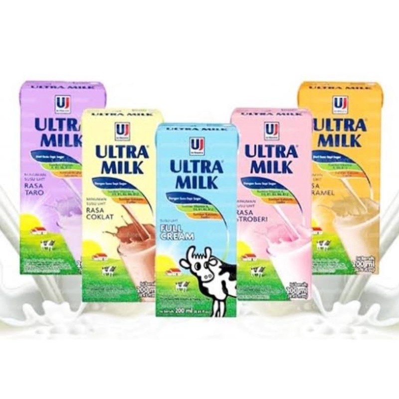 

Susu Ultra UHT 200 ml cokelat/strawberry/full cream 1 karton 24 pcs