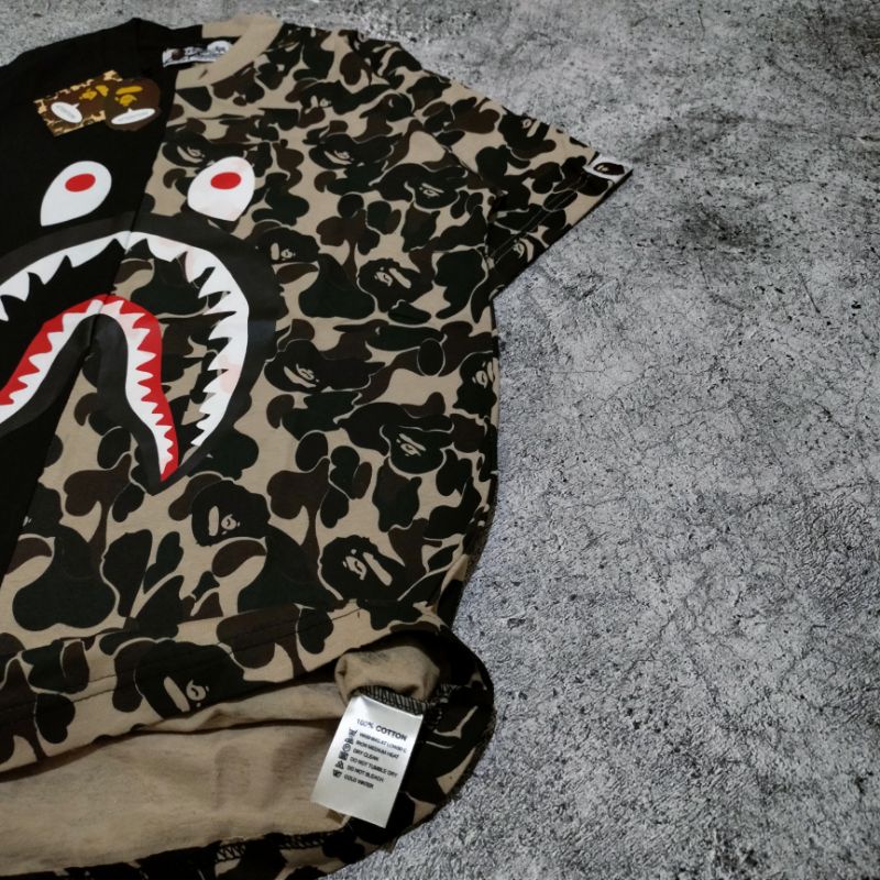 KAOS T-SHIRT BAPE SHARK WGM COMBI PREMIUM FULLTAG &amp; LEBEL