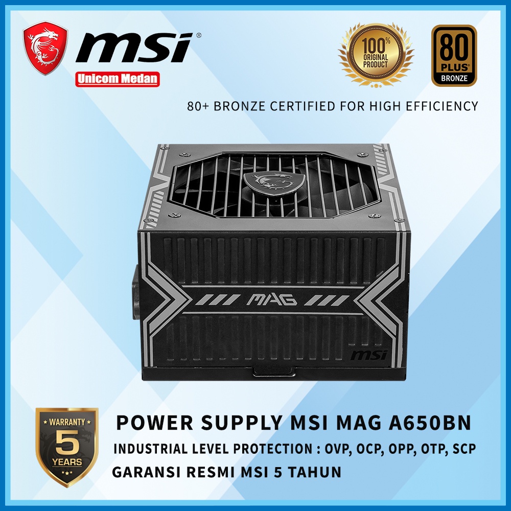 PSU MSI MAG A650BN 650watt 80+ Bronze Sleeved Cable