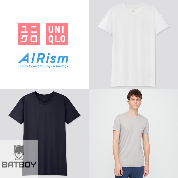 UNIQLO AIRISM KAOS DALAMAN PRIA LENGAN PENDEK / UNDERSHIRT V CREW NECK HIGHT CLASS