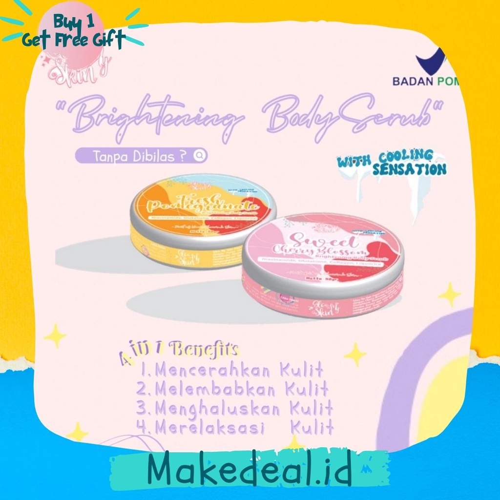 ( READY STOK ) BRIGTENING BODY SCRUB Gloo My Skin 'Sweet Cherry Blossom' 4 in 1|Body scrub AMPUH ang
