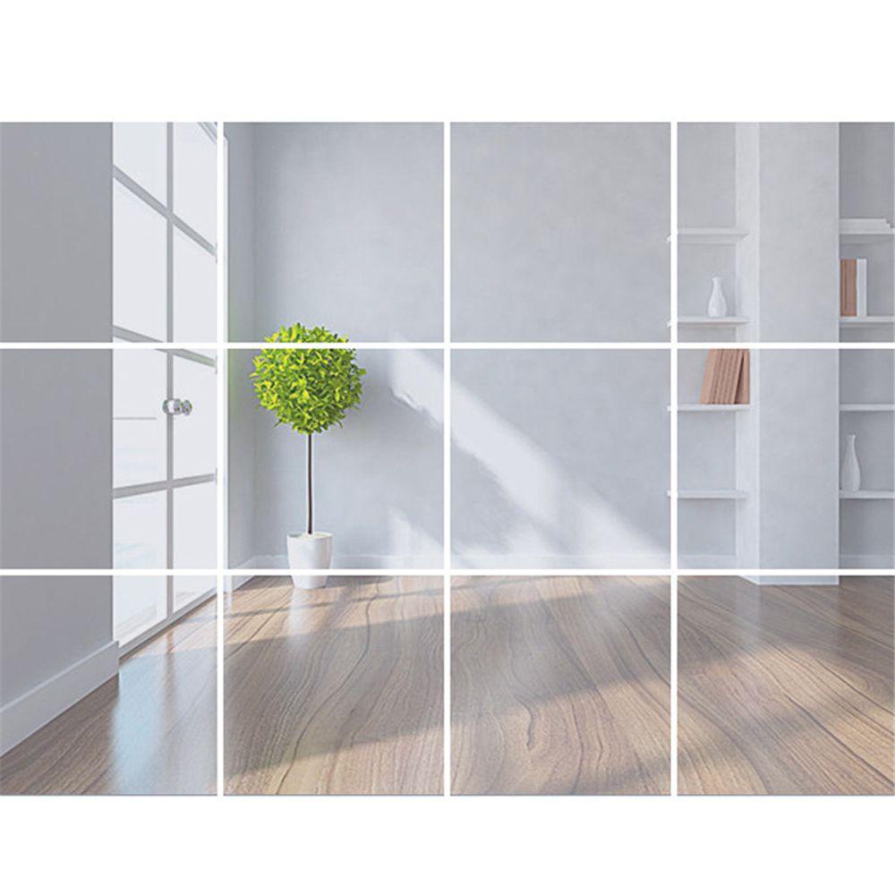 Solighter1 /9 /16pcs Cermin Ubin Stiker Dinding Fashion 3D Kamar Makeup Dekorasi Rumah Mosaik