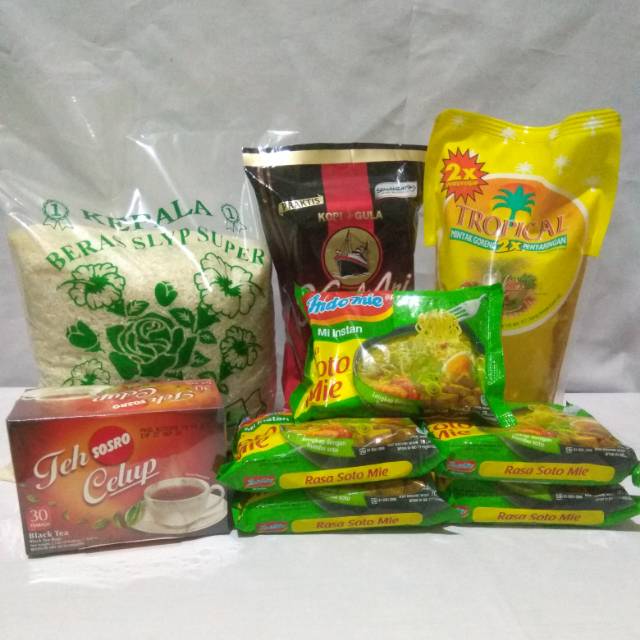 Paket Sembako Murah 4 - Beras, Minyak, Kopi, Teh, Mie