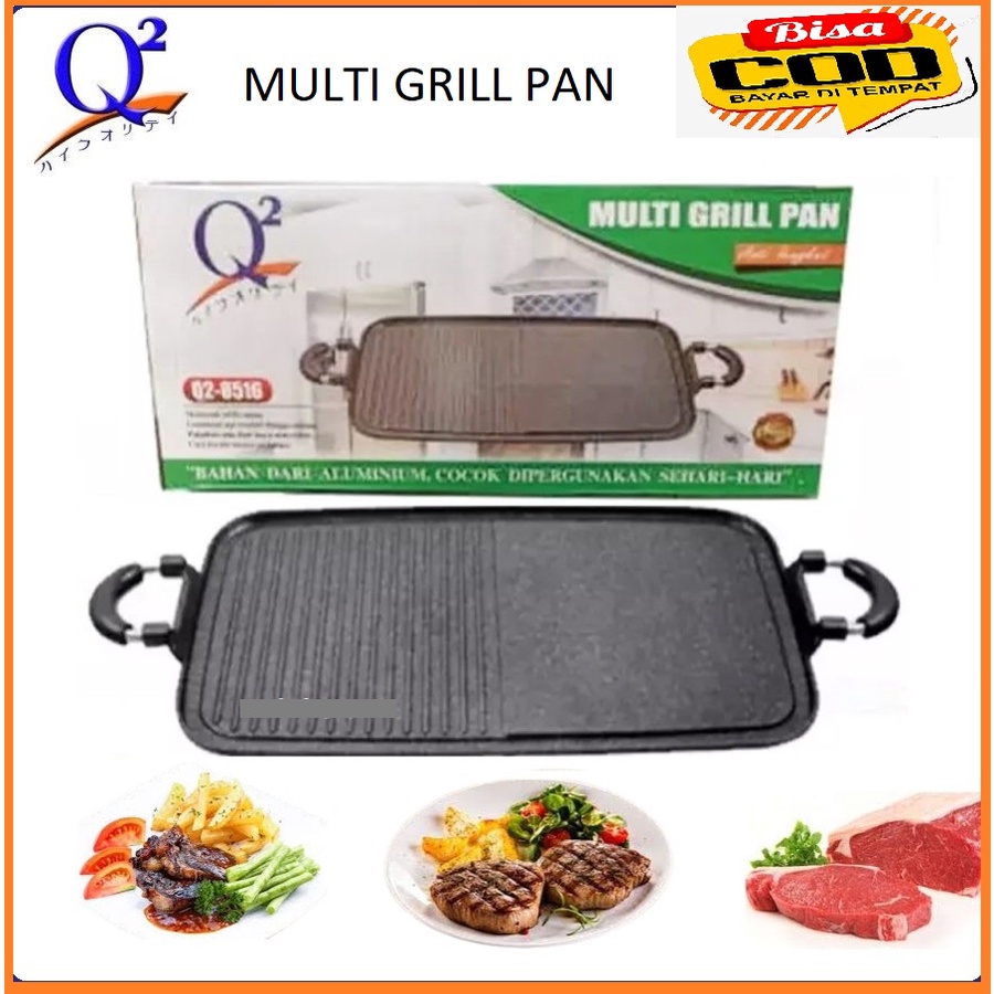 Panggangan Multi grill pan BBQ Q2 Grill LongPan Anti Lengket Food Grade Alat Penggang