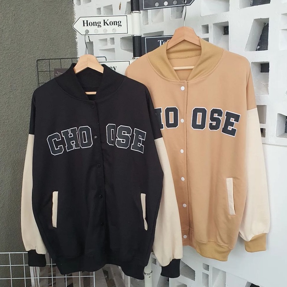 Outher Atasan Jakettt Oversize Choose Baseballl Fleece