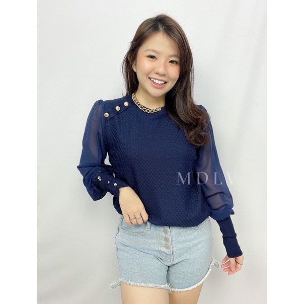 MDLV ~ 8664# Fiorenza Knit Top Atasan Blouse Korea Fashion import