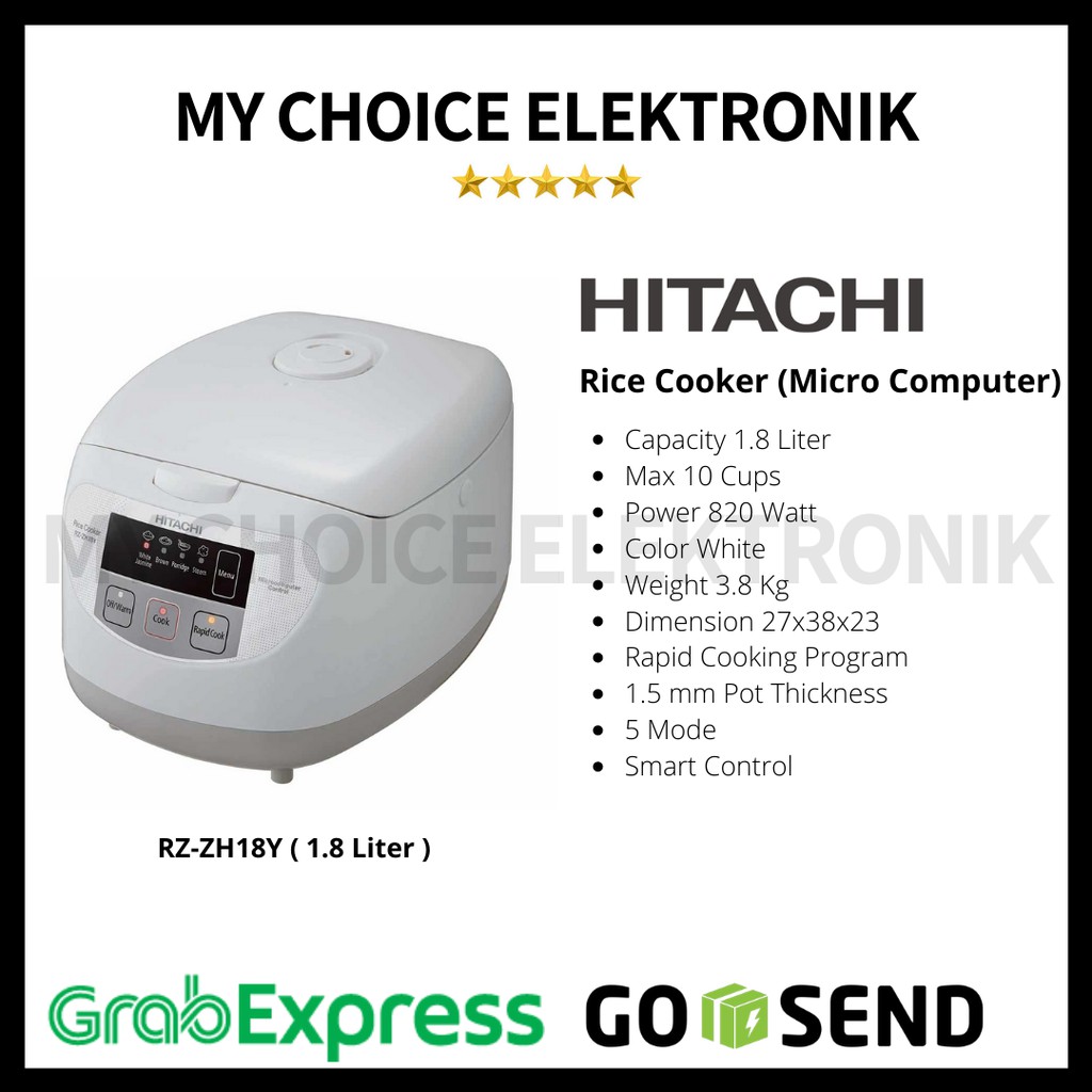 Hitachi Rice Cooker RZ-ZH18Y White 1.8 L