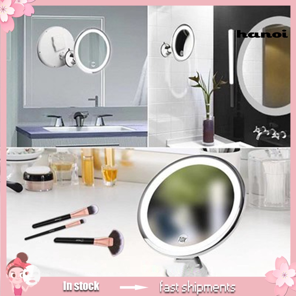 HQTM_Magnifying Makeup Mirror Anti-fall No Distortion Daily Using 10X Concave Magnifier Lighted Makeup Mirror for Gift