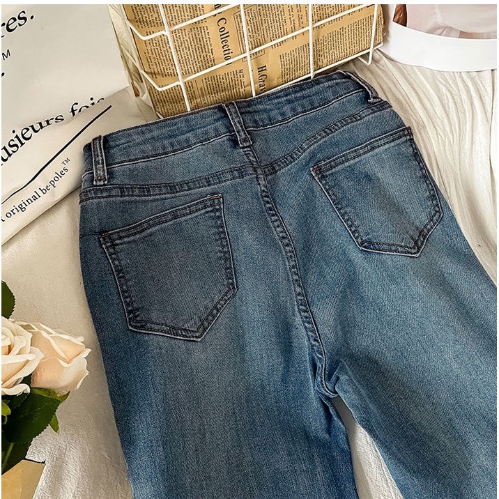 New Korean Cutbray Jeans/ Seksi Highwaist Celana Jeans Panjang Wanita