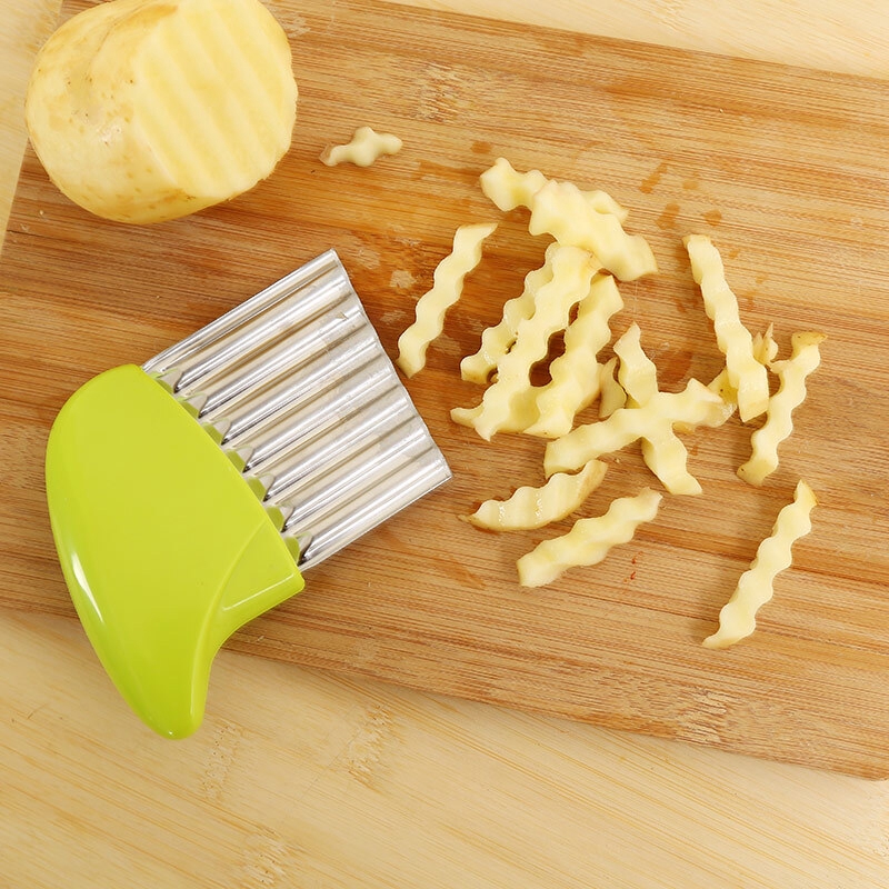 Stainless Steel French Fries Slice Cutter / Wave shape Potatoes Slicer Knife Chopper / Serrated Blade cutter