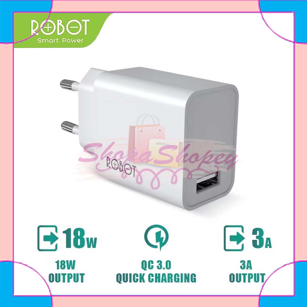 Charger Fast Charging ROBOT Rt-F1 18W 3A Single Port ORIGINAL - White