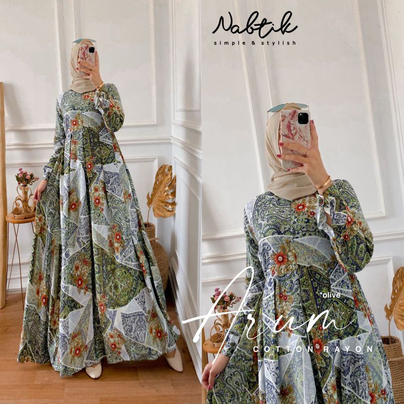 gamis Arum caton rayon  terbaru original by nabtik terlaris