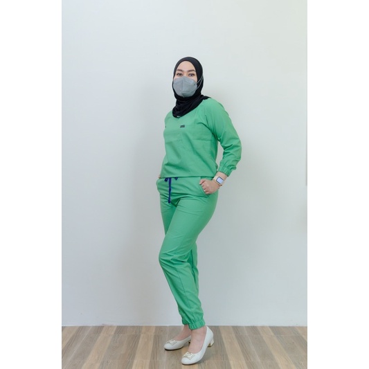 Baju Scrub JUMBO | Baju Jaga | Baju OK/Baju Medis | Scrub Medis ANTI AIR Unisex Lengan Panjang Model