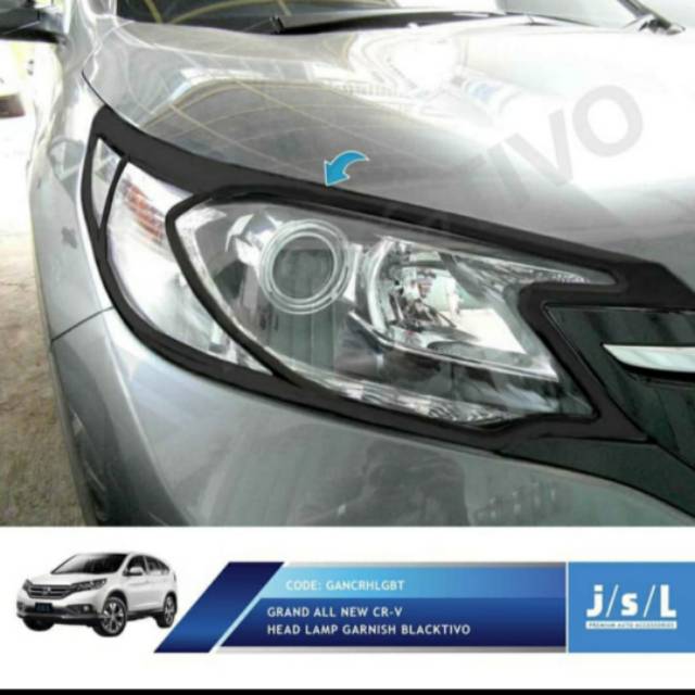 Garnish lampu depan Grand CRV/ head lamp garnish Chrome + Hitam jsl