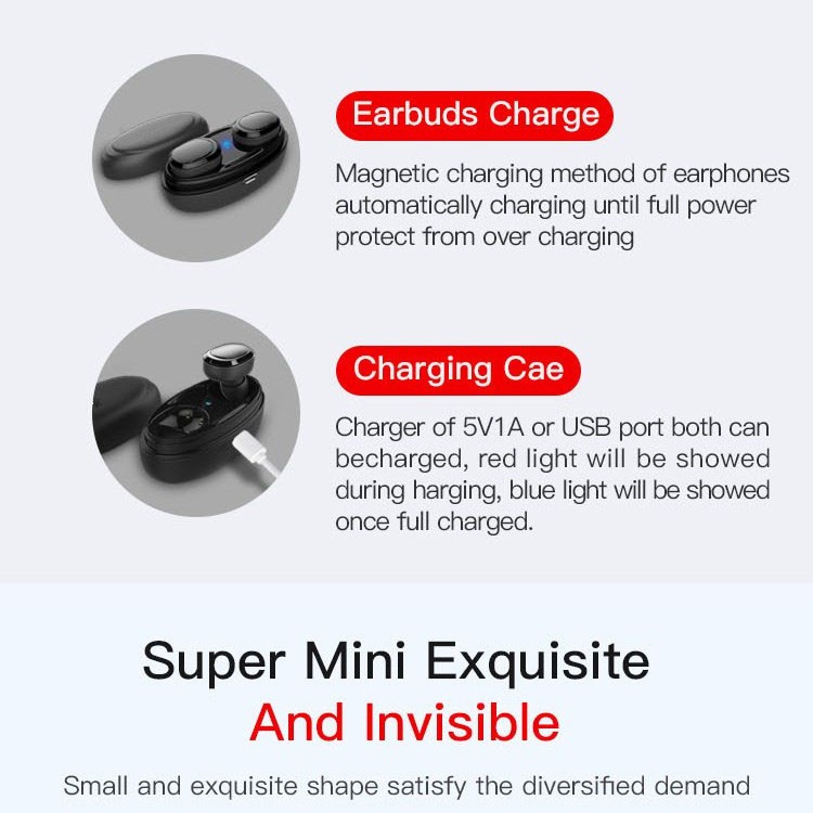 True Wireless Earphone Bluetooth dengan Charging Case - TWS-8 - BlacK