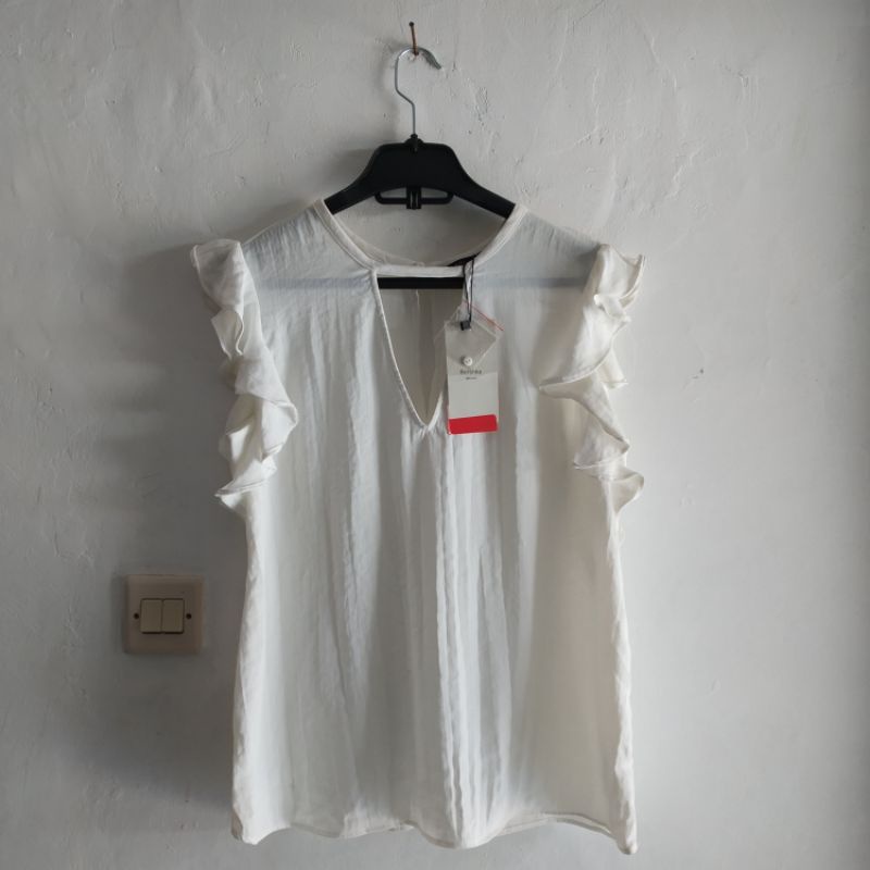 BAJU ATASAN PUTIH BERSHKA / BLOUSE / KEMEJA ORIGINAL 100%