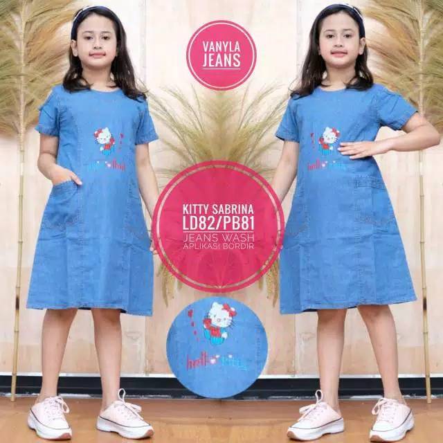 kitty sabrina dress jeans anak