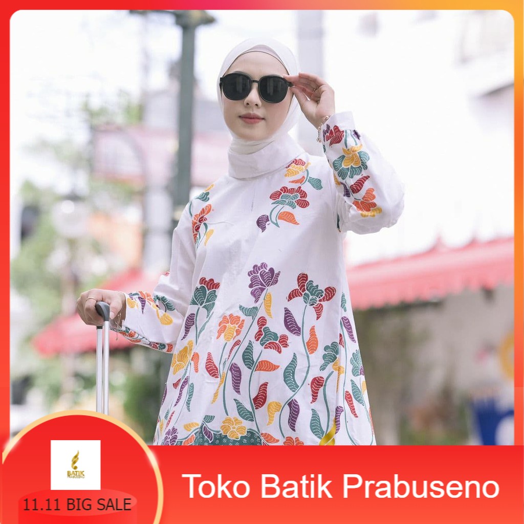 PRABUSENO // Blouse Motif Emma Atasan Baju Batik Wanita Lengan Panjang Ori Original  Modern Premium 