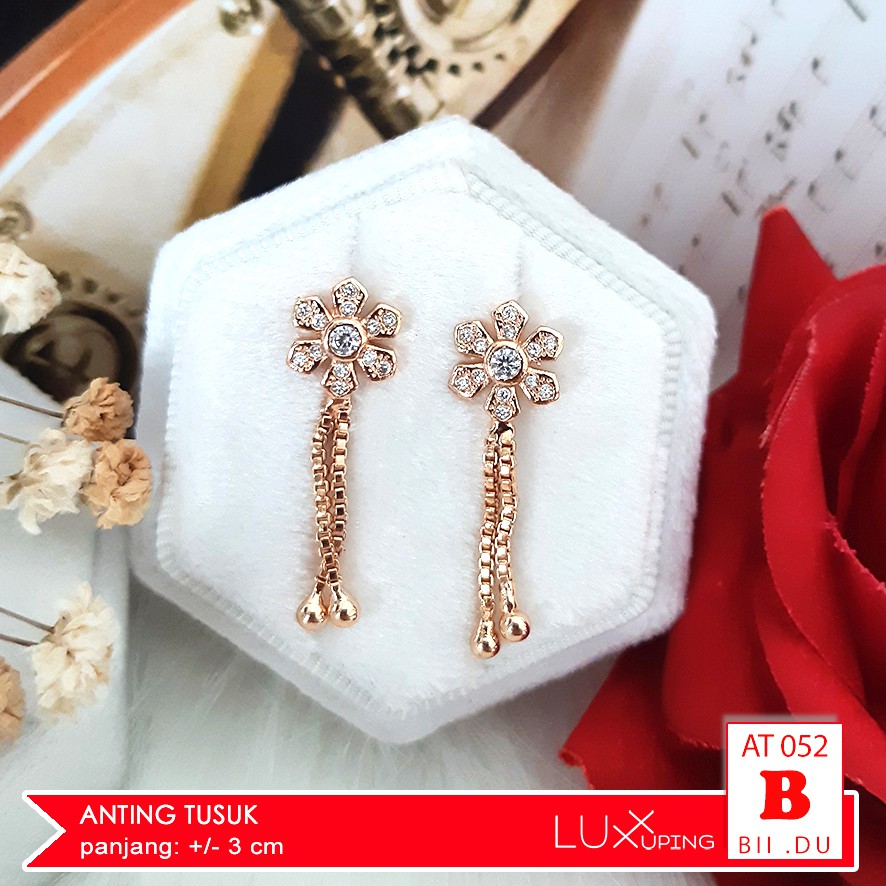 AT 052 Anting Tusuk Jurai Tasel Perhiasan Imitasi Lapis Emas Murah Anting Xuping Set Baru Luxx Xuping