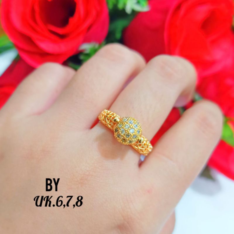 Cincin terkini model putar permata zircon,perhiasan emas wanita TIDAK karat || COD ||