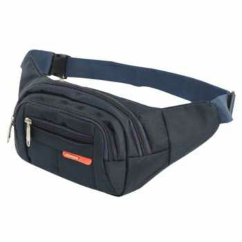 Tas Pinggang Cowok Waist Bag Pria Sport Hitam Bahan Nylon Tebal Kuat