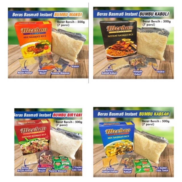 

merhan paket basmati rice + bumbu instan nasi kebuli kabsah mandhi biryani