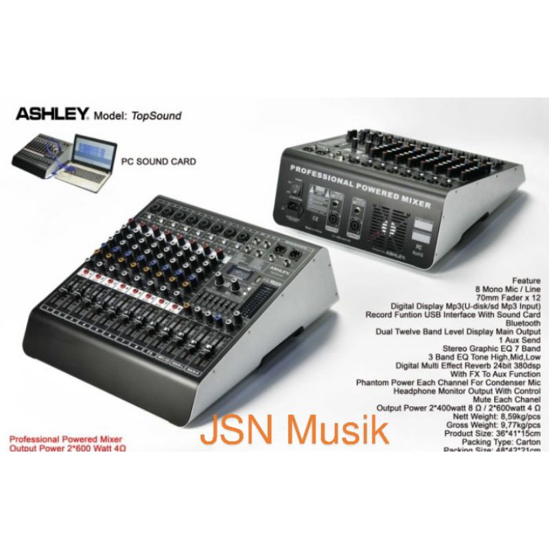 power mixer ASHLEY TOPSOUND (8channel)