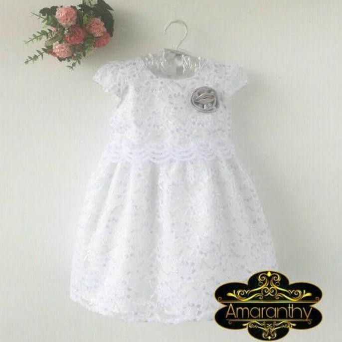 DRESS PESTA PUTIH BROKAT. GAUN PESTA BROKAT. DRESS PREMIUM ANAK DISKON 