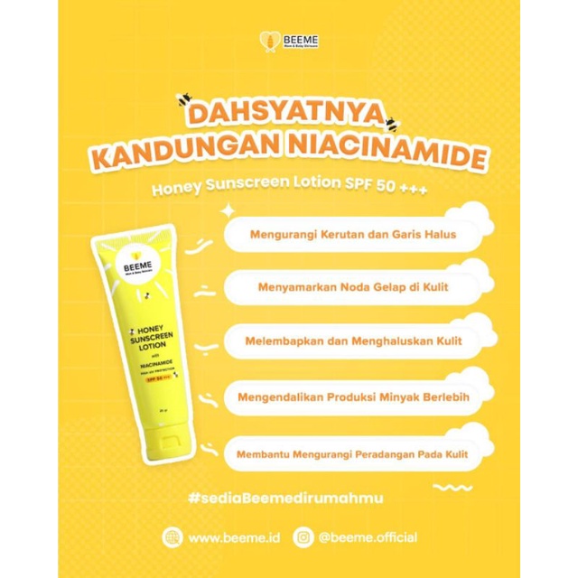 [RESELLER KALTIM] Beeme Honey Sunscreen Lotion With Niacinamide Spf 50+++