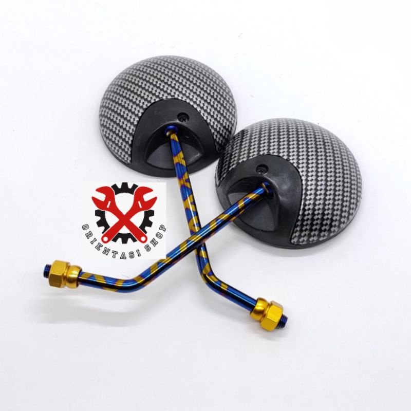 Spion scoopy Carbon Karbon blue xxx Kaca Bulat Variasi Motor Honda Scoopy vario beat