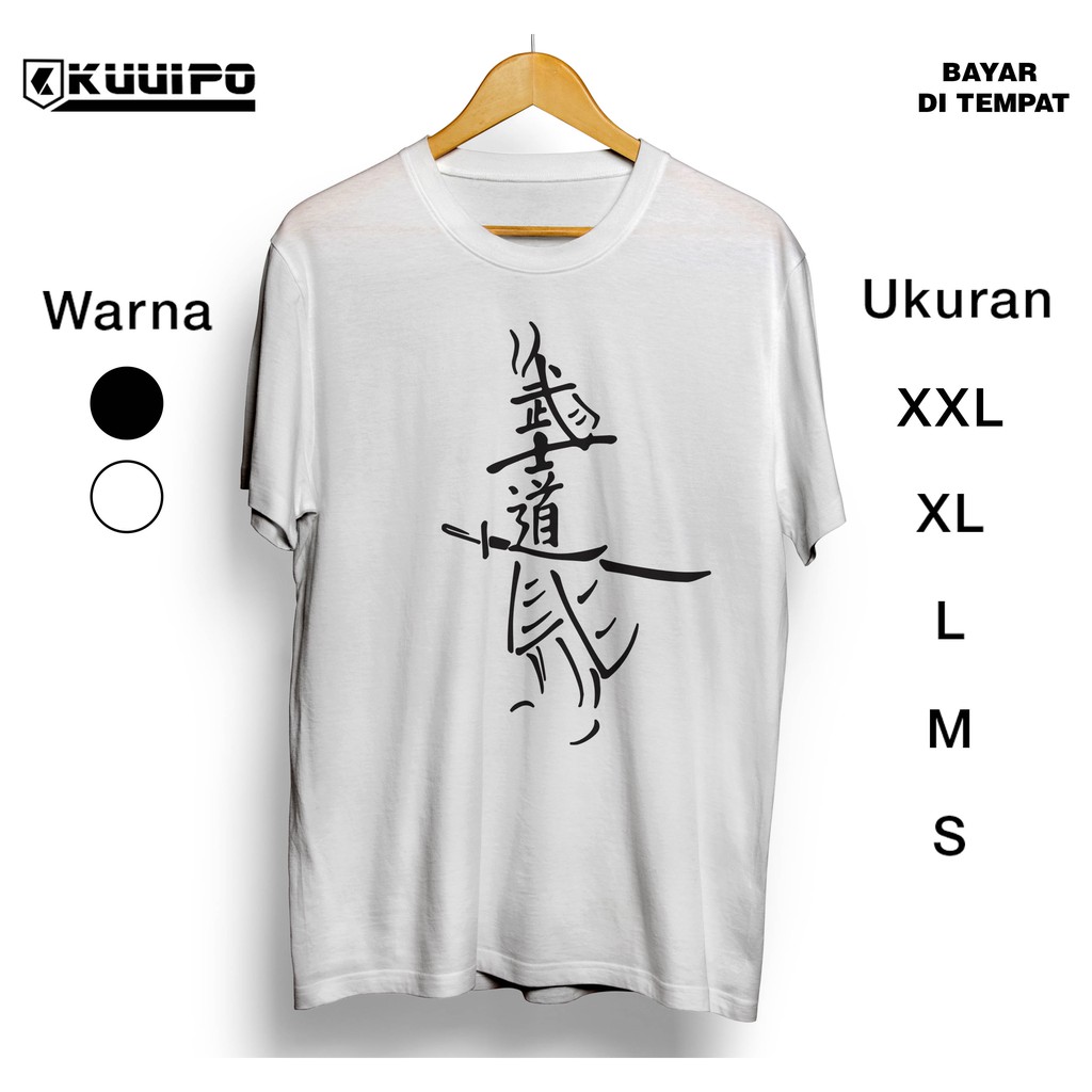 Kaos samuerai kanji japanese / fashion pria jepang / baju impor luar negri / katun lembut premium