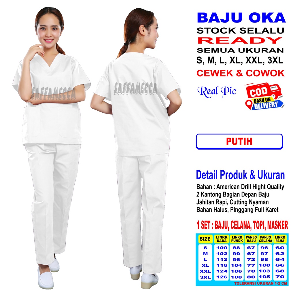 OKA   BAJU OK  BAJU OKA   BAJU PERAWAT   BAJU MEDIS LENGAN PENDEK AB READY